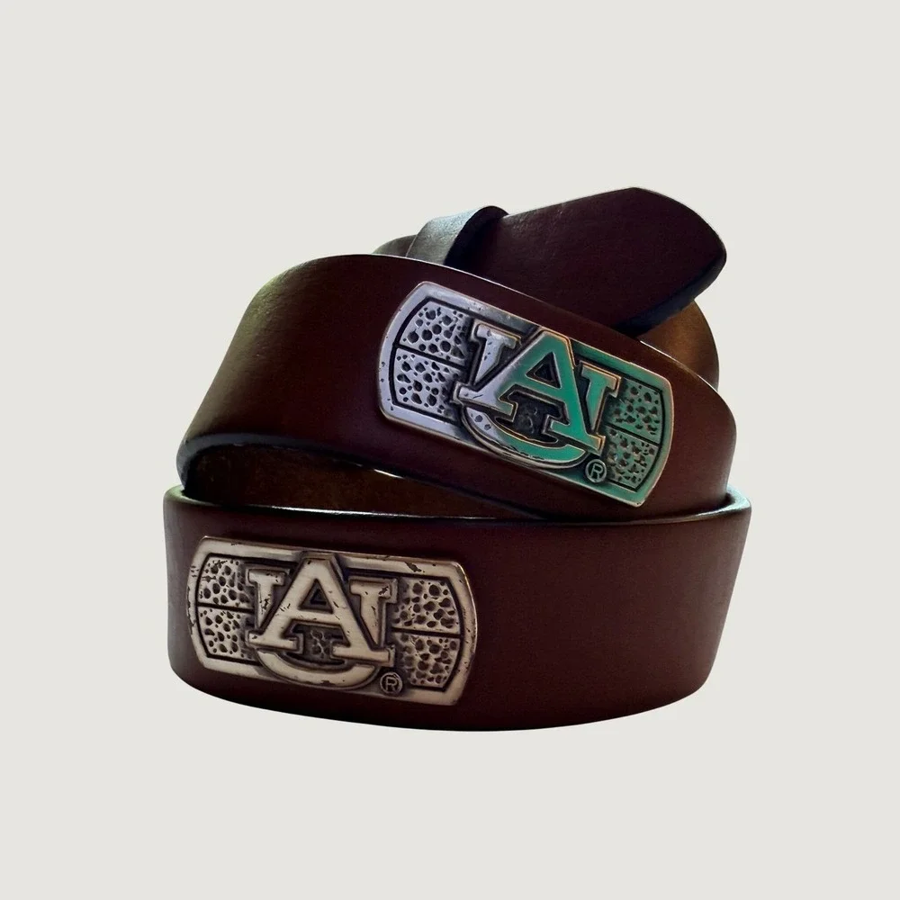 Classic AUBURN Tigers Collegiate Gameday Tailgate War Eagle Leather Belt 28-30